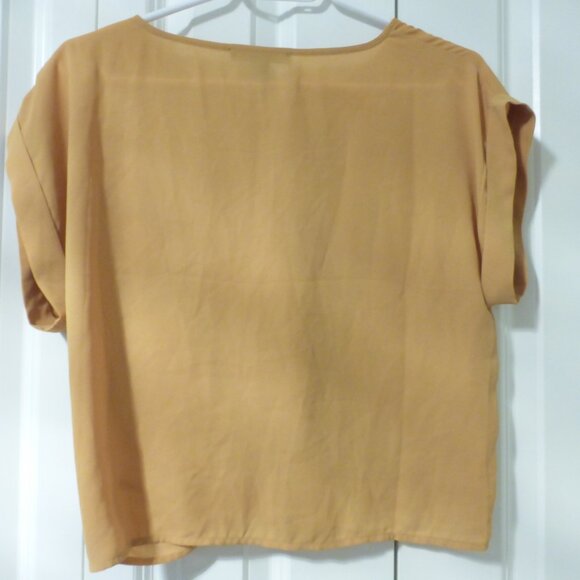 FOREVER 21 mustard yellow semi-sheer boxy sleeves top - Picture 2 of 7